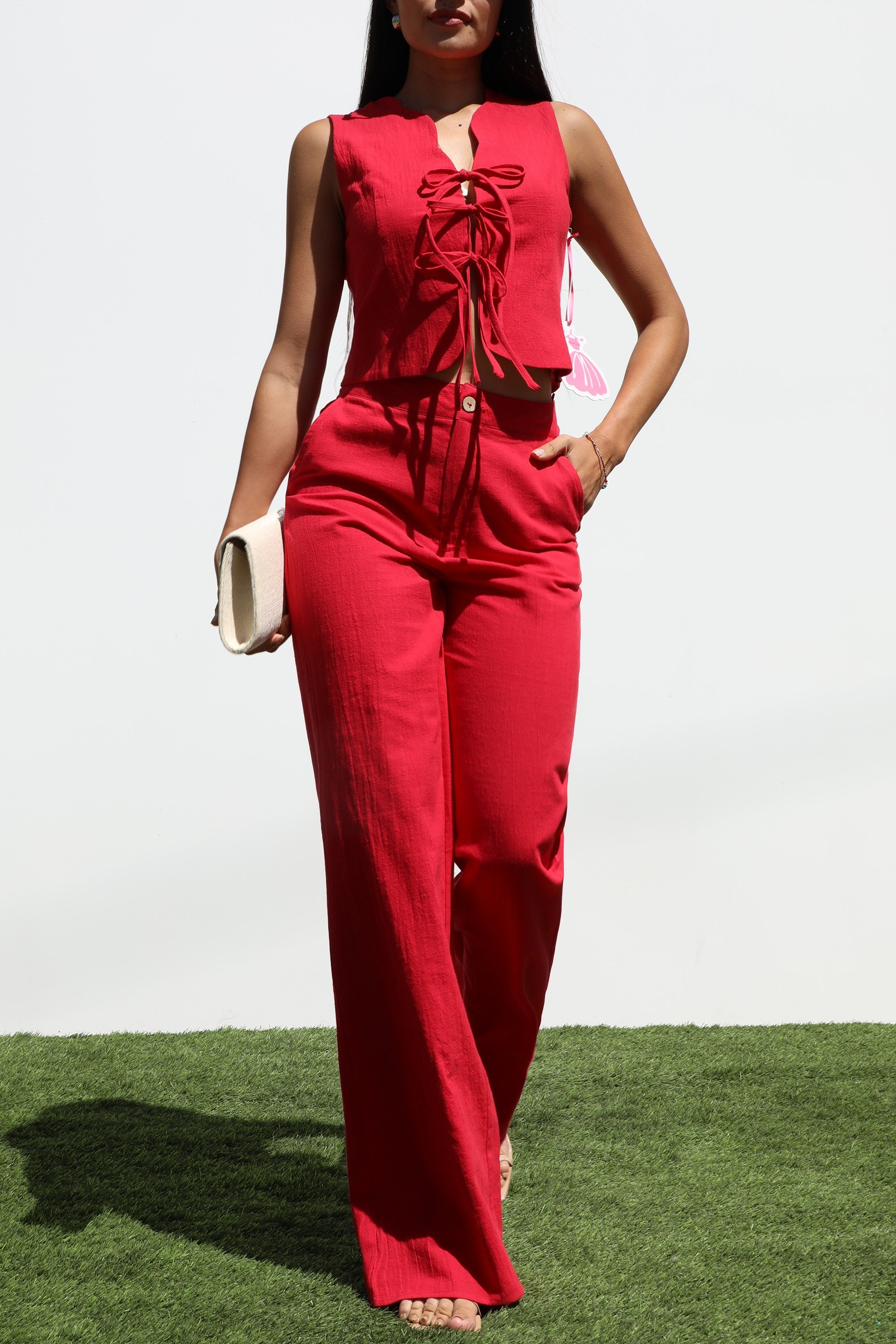 Set Rojo Lace-Up Casual