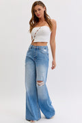 Jeans Wide Leg Destroyed Knee