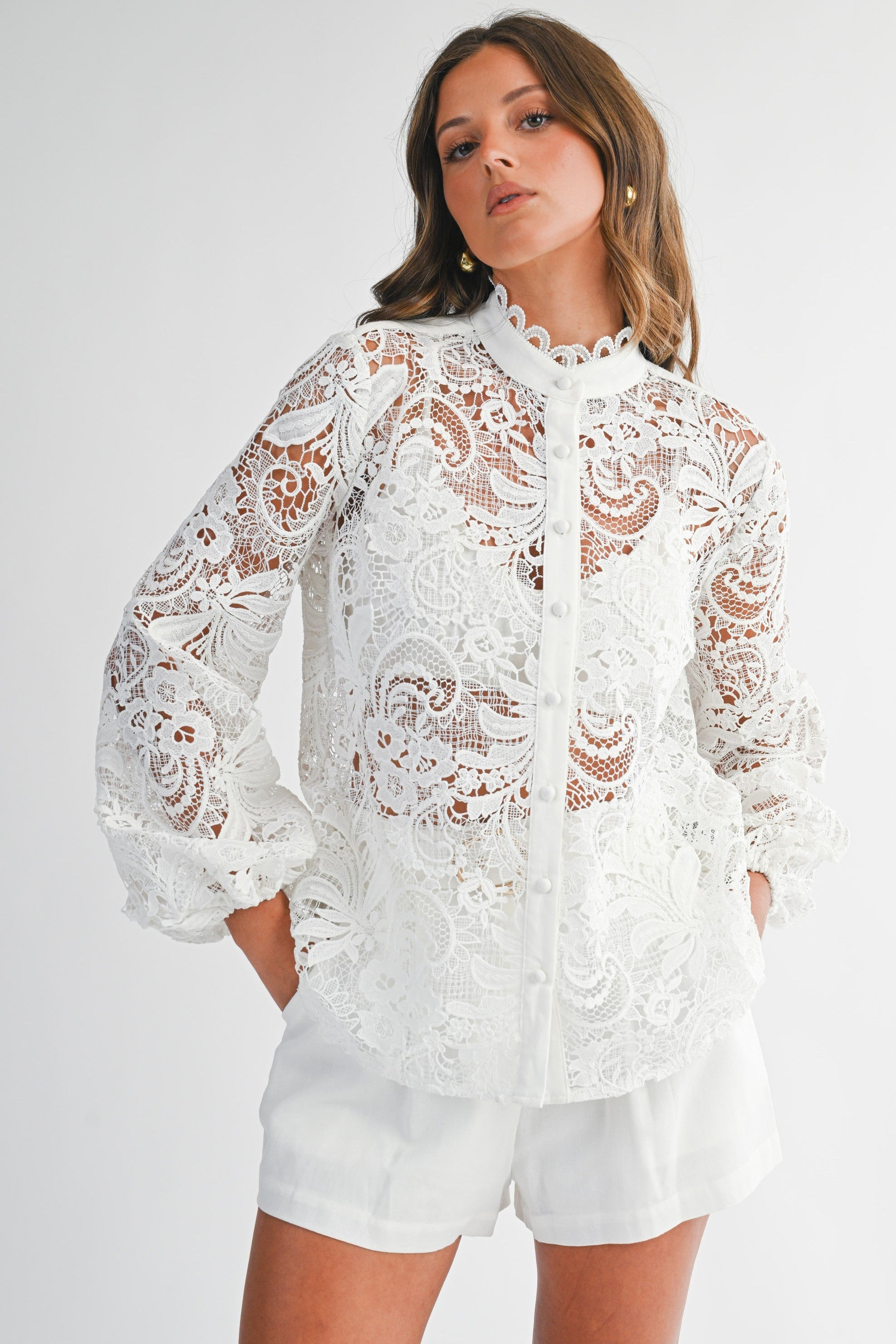 Blusa White Lace Premium