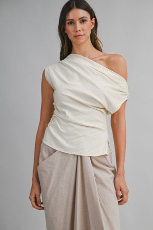 MIMI ASYMMETRIC TOP CREAM/BEIGE