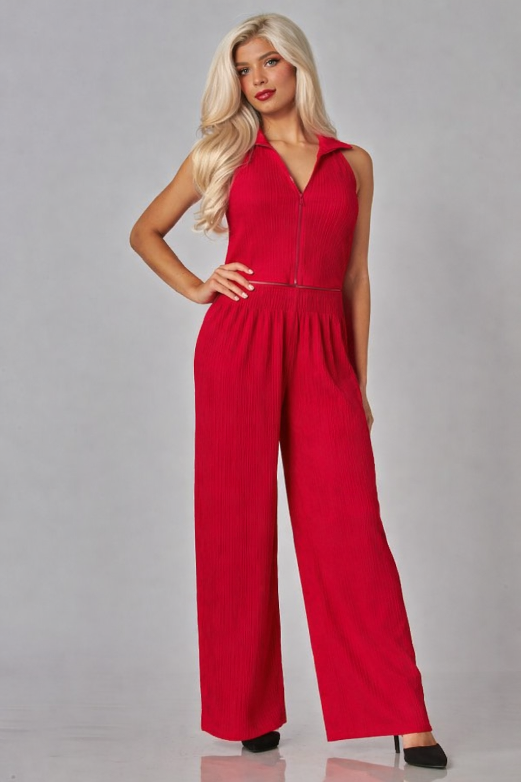 RED LIP TEXTURED ZIPPER SET